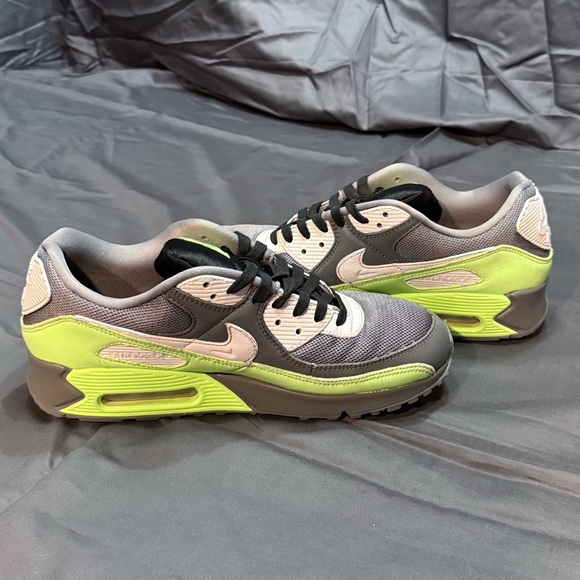 Nike Air Max 90 Gray and Neon Green Sneakers - Picture 7 of 11